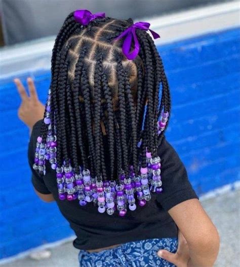 big knotless braids with beads for little girl